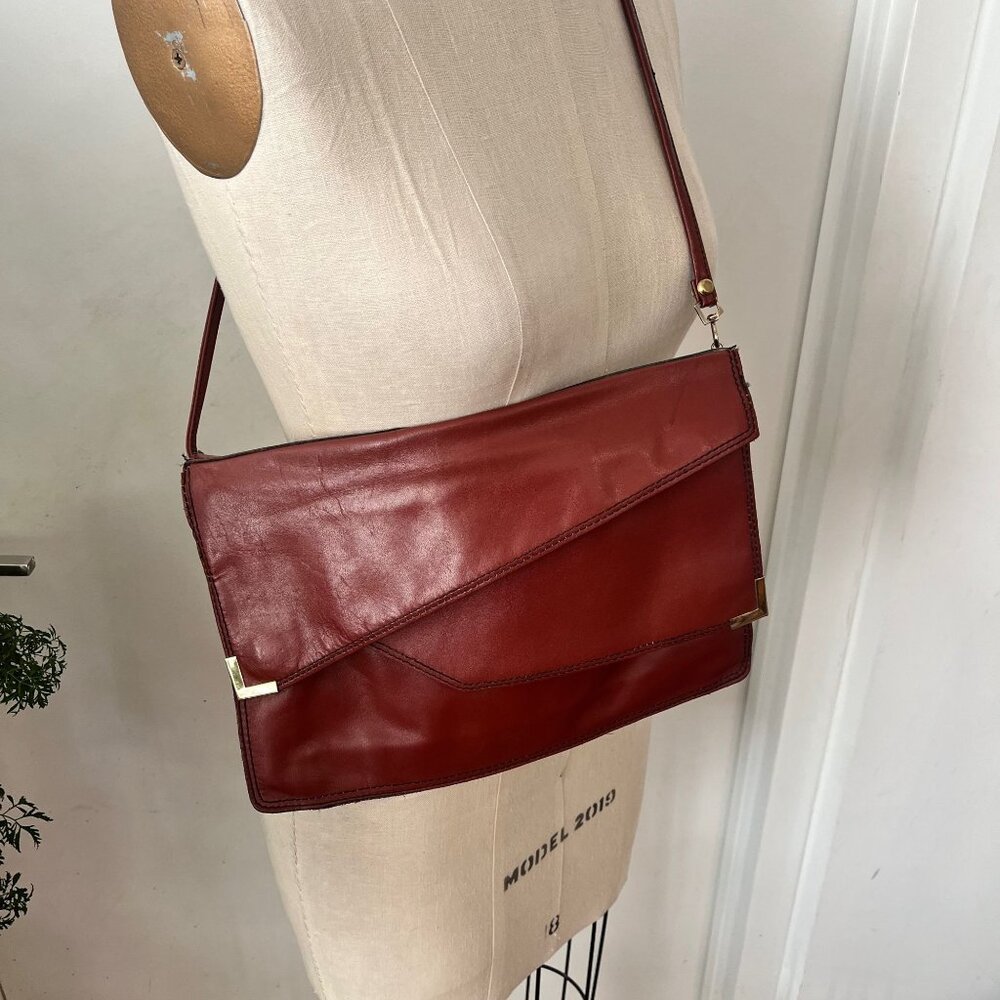 70's‎ Vintage Leather Envelope Clutch in Rust